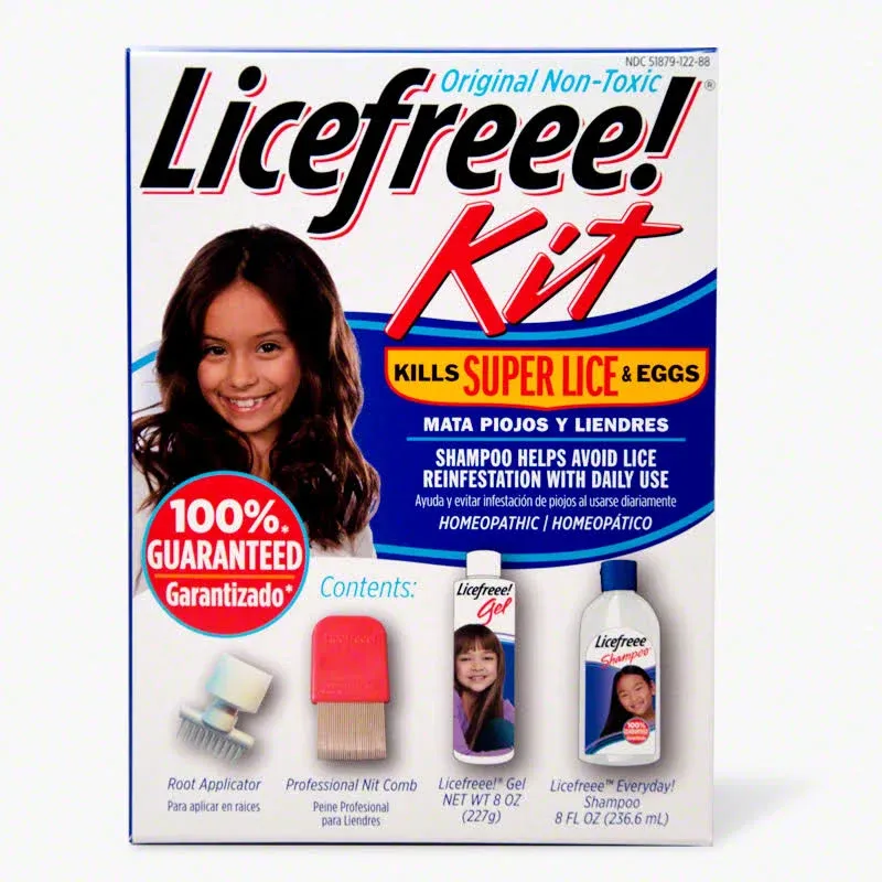 Tec Labs Licefreee Kit All-in-One Complete Lice Killing Treatment, Daily Maintenance Shampoo & Professional Nit Comb in One Box, 4 Piece Set