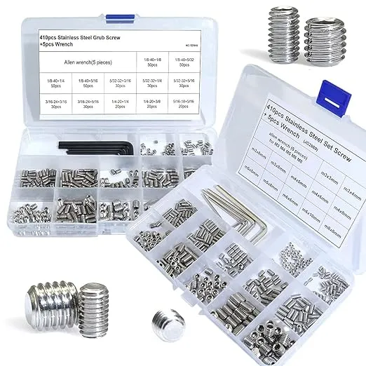 830Pcs Metric + Standard SAE Allen Head Socket Hex Grub Screw Set Assortment Kit