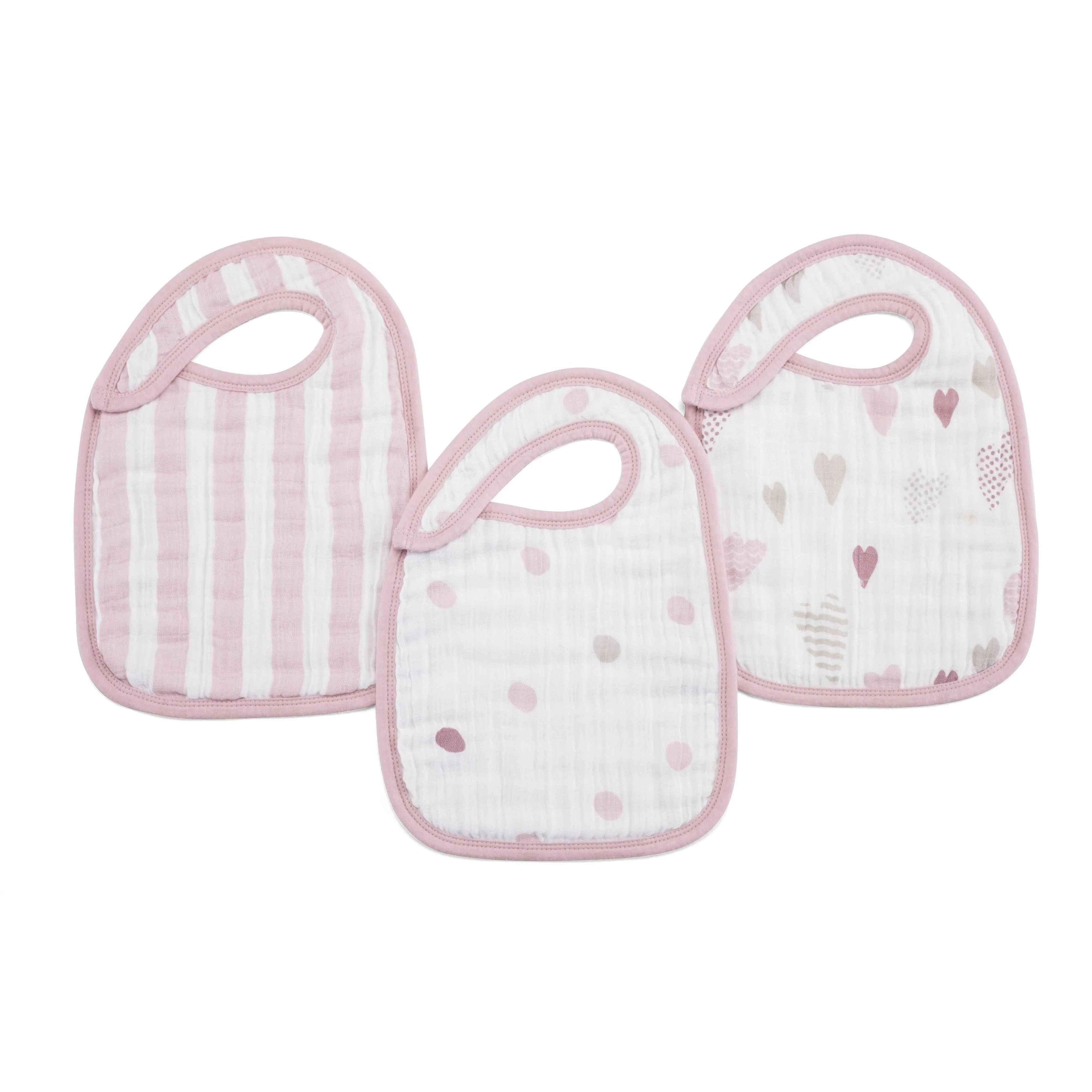 Aden + Anais 3Pk Classic Snap Bibs, Heart Breaker