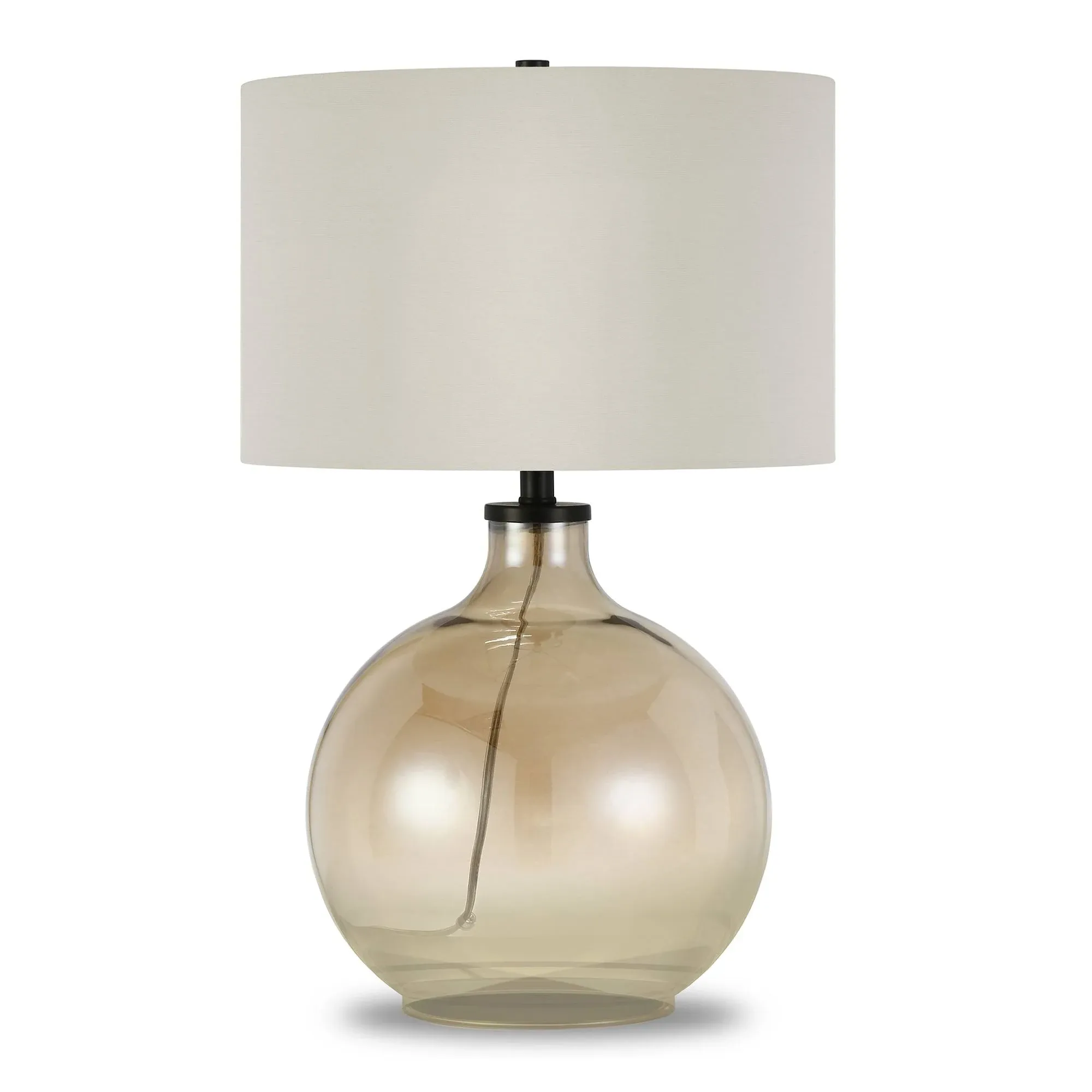 Lucia Table Lamp in Luster Glass with Linen Shade Gold