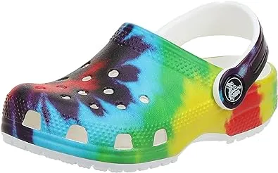 Crocs unisex child Classic Tie Dye Clog, Multi, 6 Big Kid