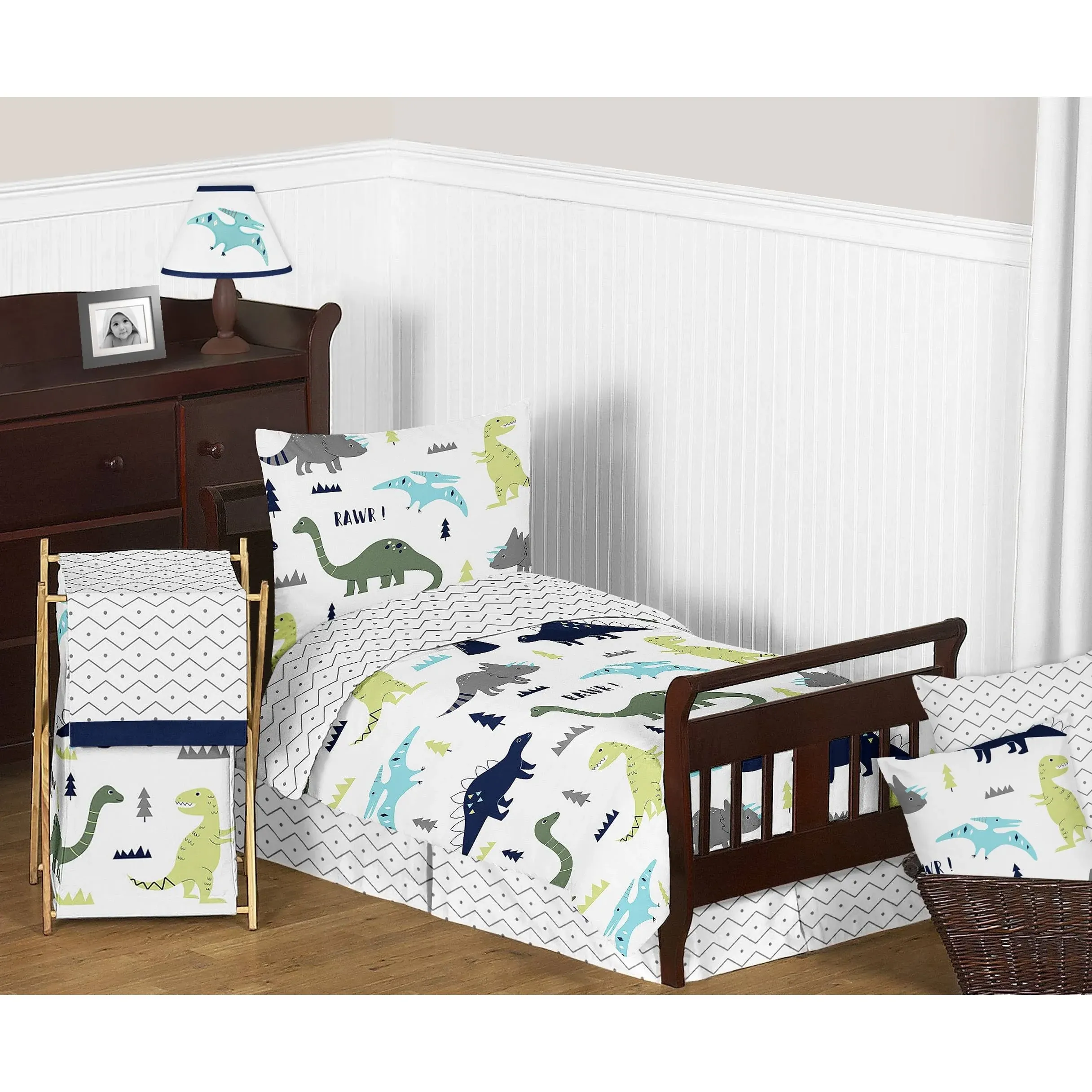 Blue & Green Mod Dinosaur Kids' Bedding Set (Toddler) - Sweet Jojo Designs