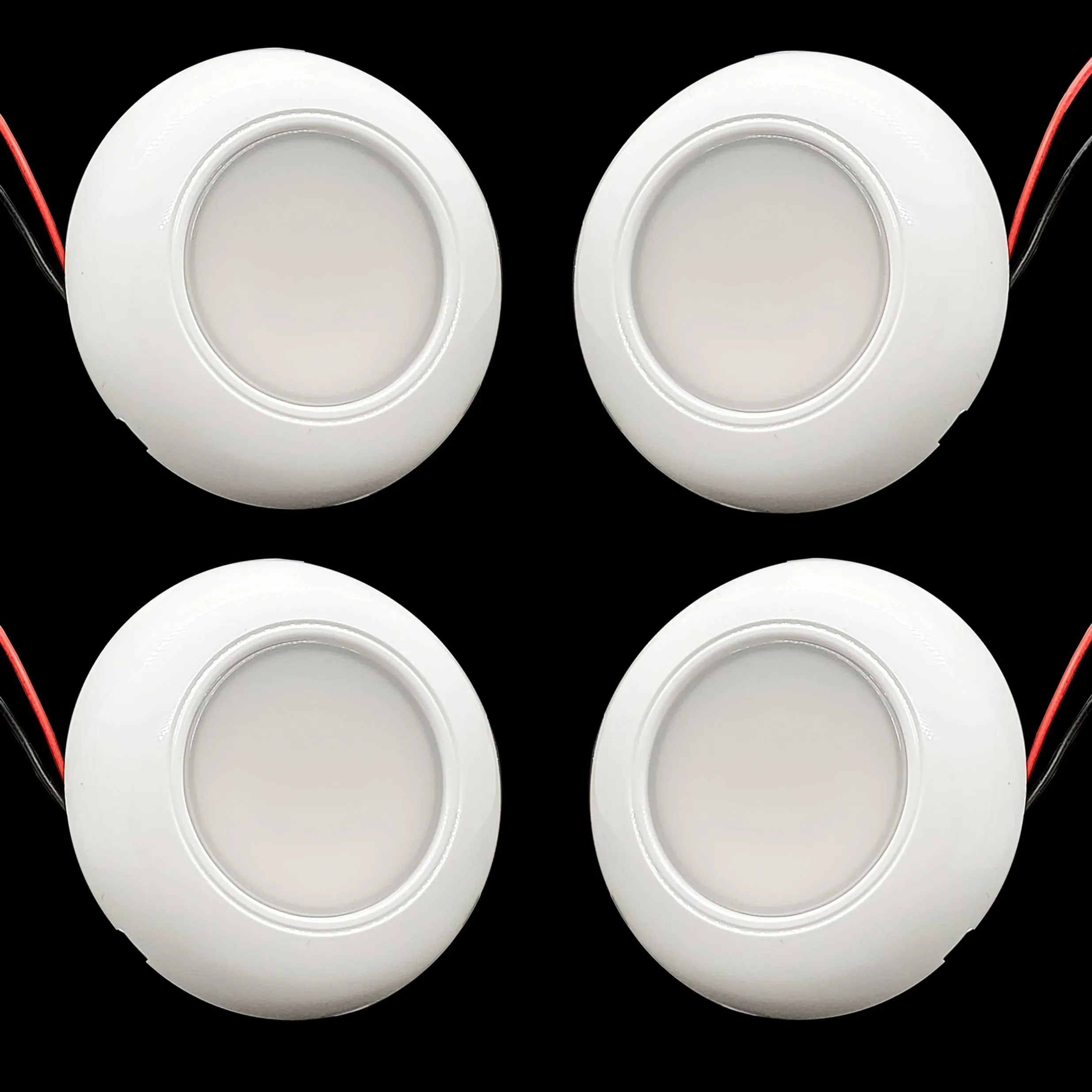 Set of 4 Surface Mount 3" Round Dome Light White LED 6000K Interior Exterior Waterproof 12v 24v Marine RV Truck Trailer