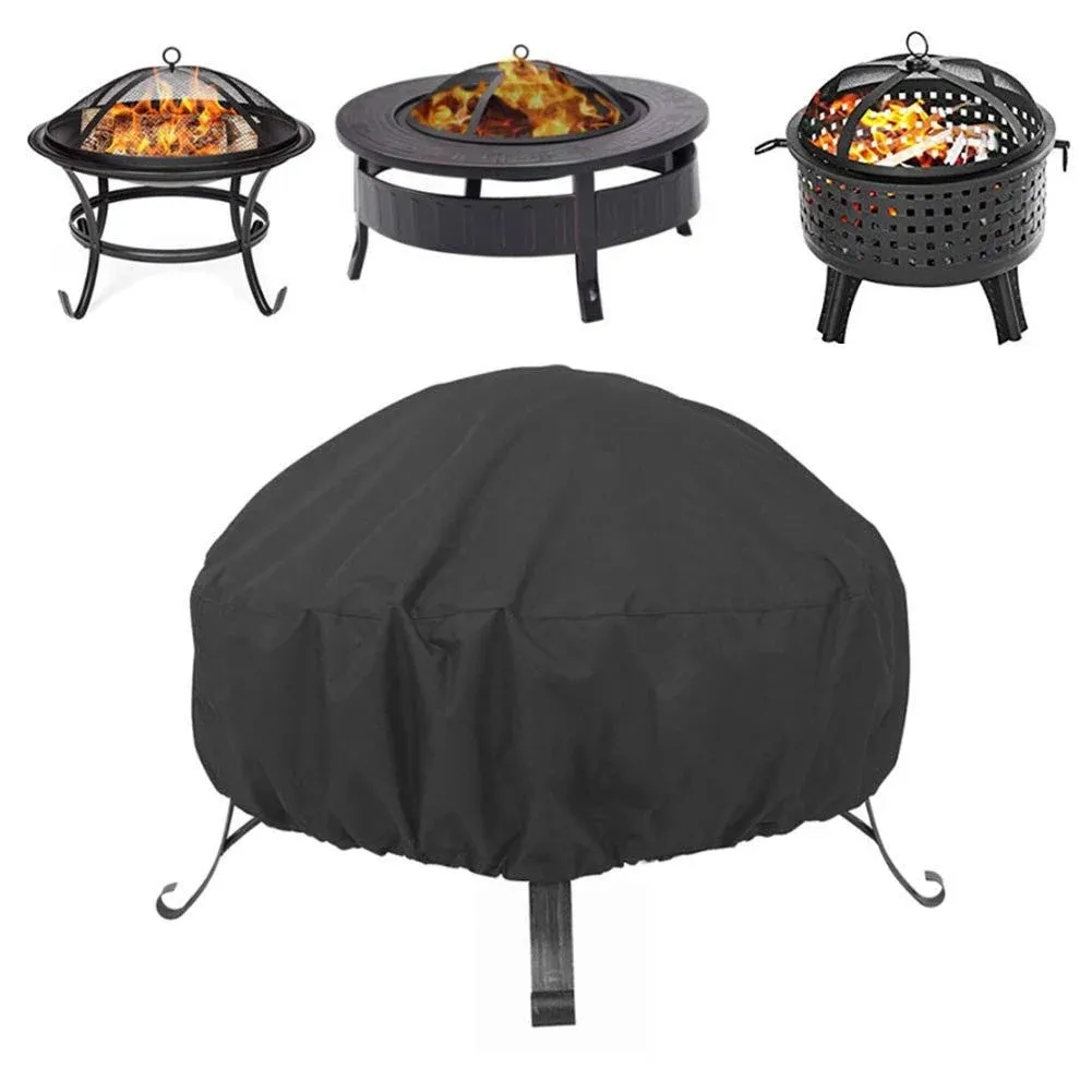 48 Inch Round Fire Pit Cover Patio Table Cover Garden Outdoor Waterproof Fire...