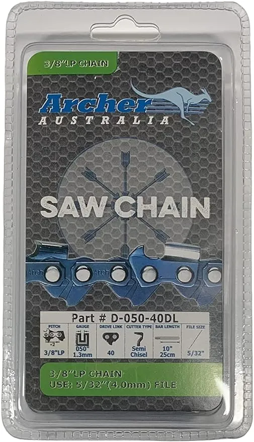 10" Archer Chainsaw Saw Chain Remington RM-1015P, replaces Worx model WG309 Electric Pole Saw Pole, 3/8"LP .050 Gauge 40DL Compatible with Oregon 91VXL040G 91PX040G, S40