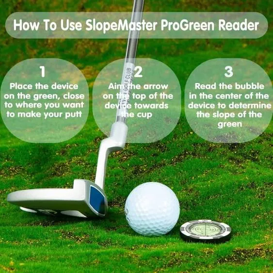 Slopemaster Progreen Reader - Golf Hat Clip Ball Marker with High Precision Gree