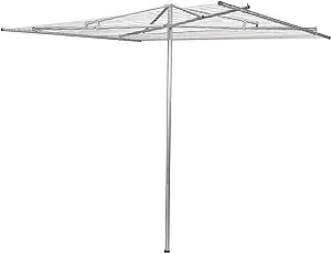 Household Essentials 17130-1 Rotary Outdoor Umbrella Drying Rack | Aluminum | 30-Lines with 210 ft. Clothesline,Silver