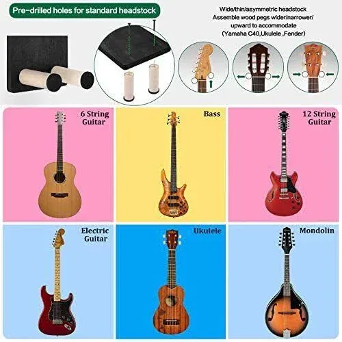 Guitar Wall Mount,3 Pack Guitar Hanger Guitar Stand Wall with Pick Holder Gui...