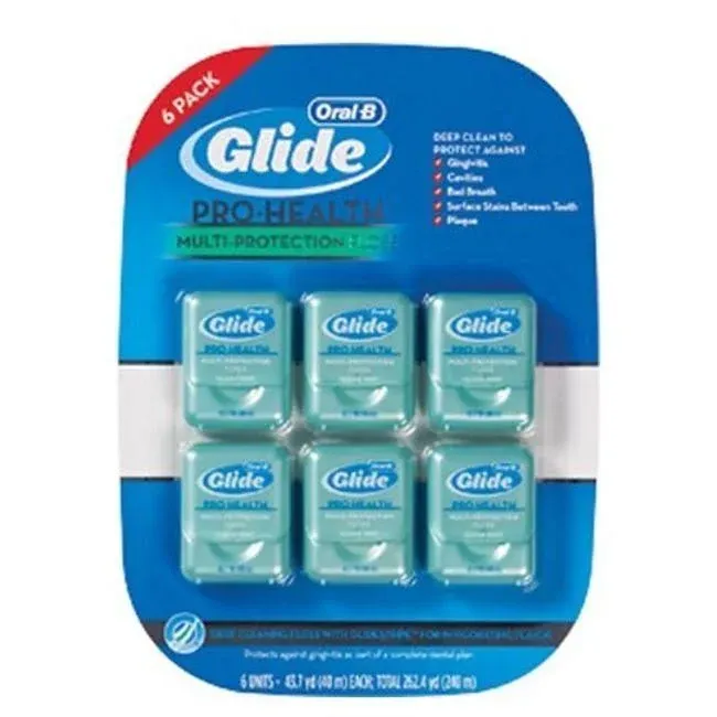 Glide Crest Comfort Plus Dental Floss Mint 40m each (6 pack)