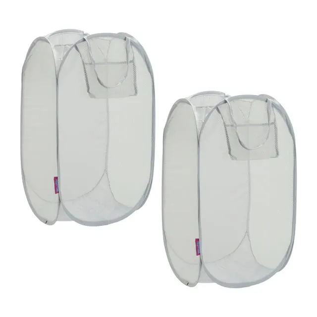 Woolite 2 Pack Pop-Up Polyester Laundry Hamper, White