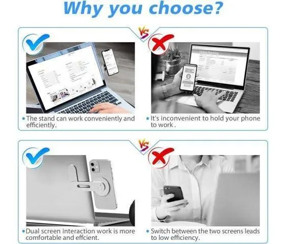 CloudValley Magnetic Phone Holder for Laptop Designed for iPhone 15/14/ 13/12 MagSafe, Adjustable Phone Monitor Side Mount, Slim Portable Foldable Computer Expansion Bracket, Silver…