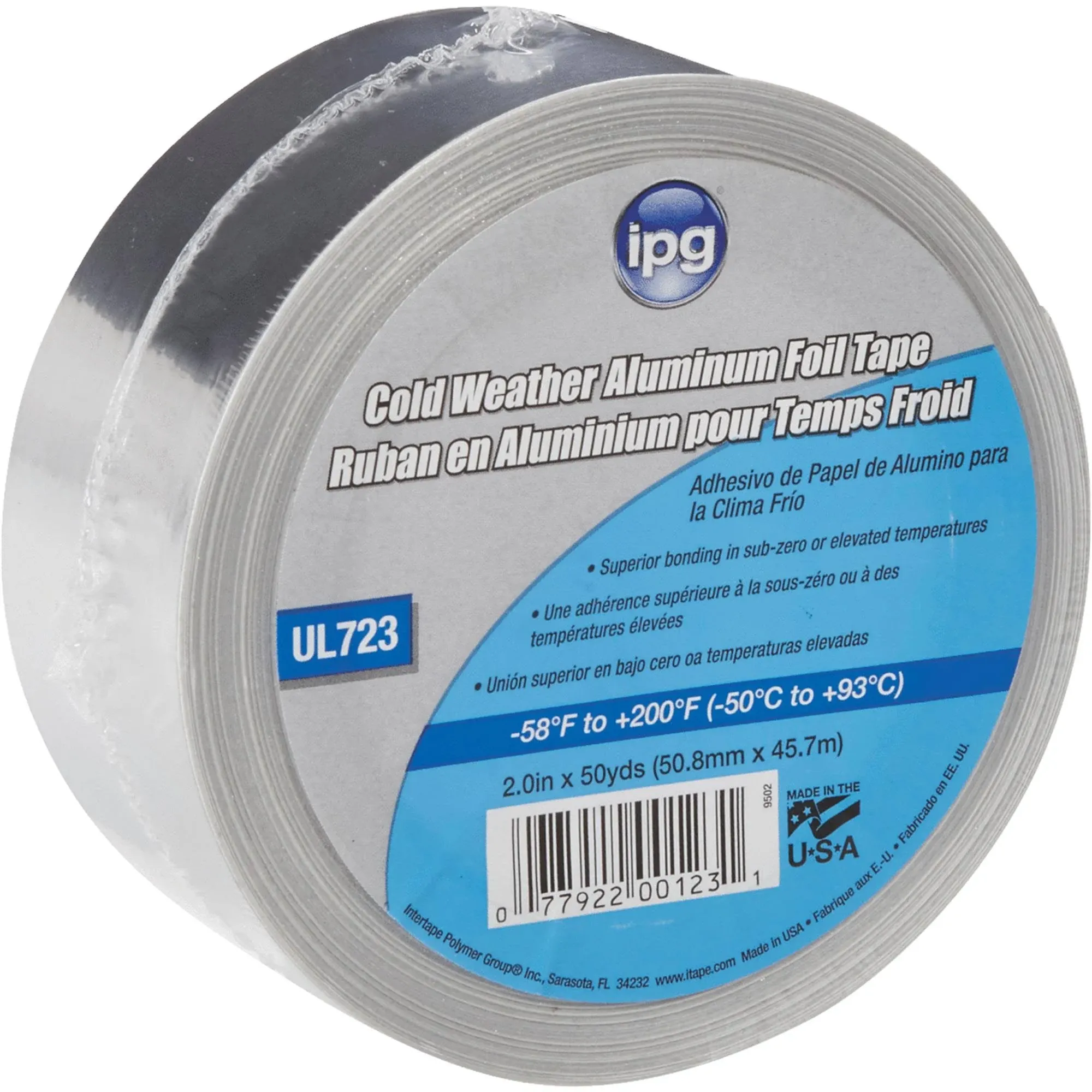 IPG Cold Weather Aluminum Foil Tape, 2" x 50 yd, Silver (Single Roll) (9502)