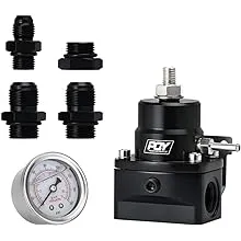 Carburetor Fuel Pressure Regulator AN8 Feed & AN6 Return Line with 0-160PSI Gauge Set Black, Fuel Pressure Regulator With Return (Black)