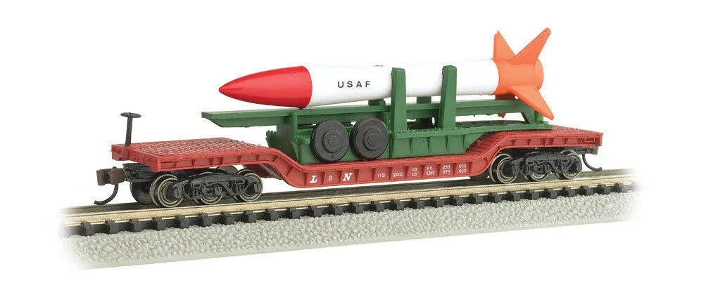 Silver Series(R) Depressed-Center Flatcar - Ready to Run -- With United States Air Force Missile Load (Black, Unlettered)