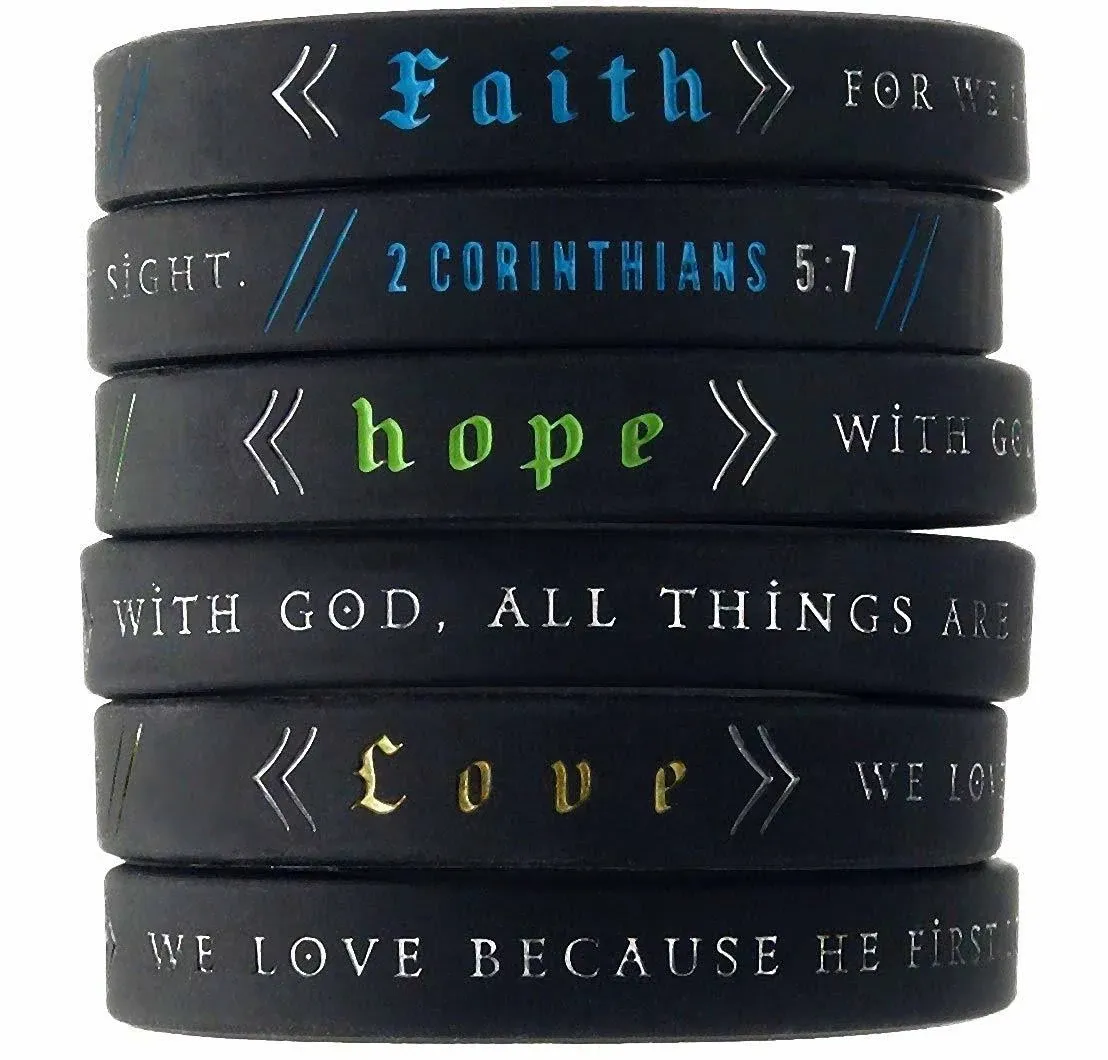 Inkstone "Faith, Hope, & Love Silicone Rubber Wristbands Bible Verses