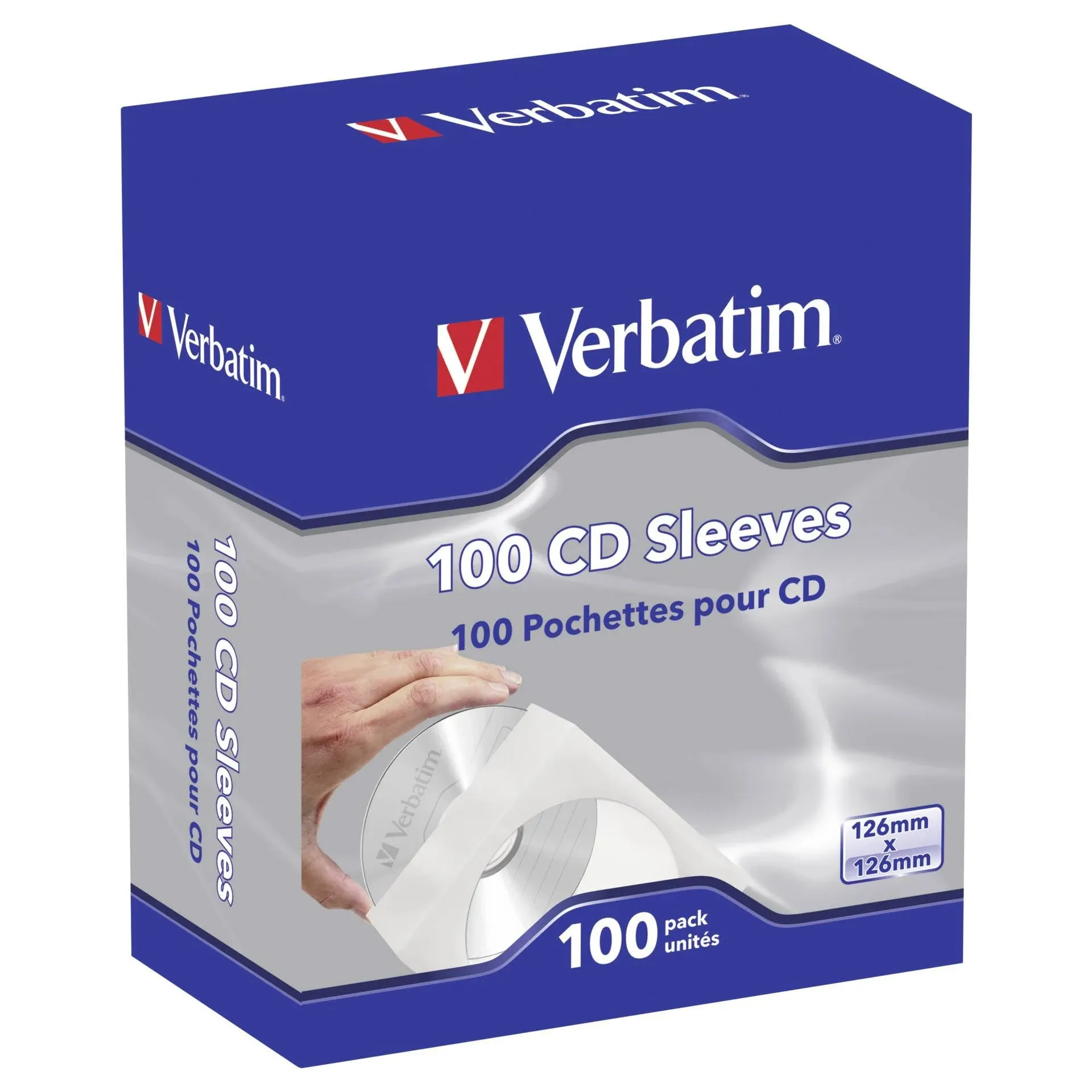 Verbatim CD/DVD Paper Sleeves with Clear Window 100 pack