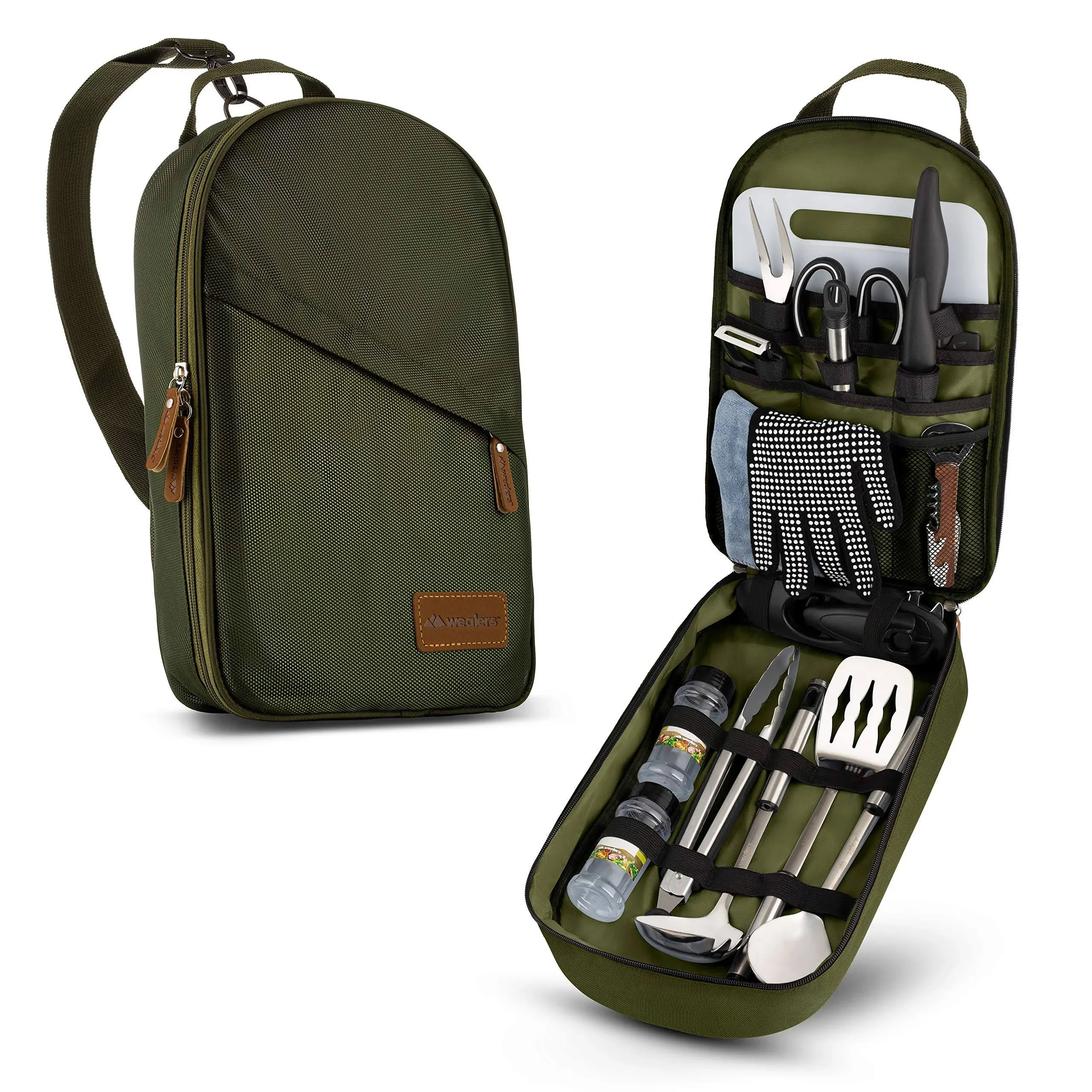 Camp Kitchen Cooking Utensil Set Travel Organizer Grill Accessories Portable Com