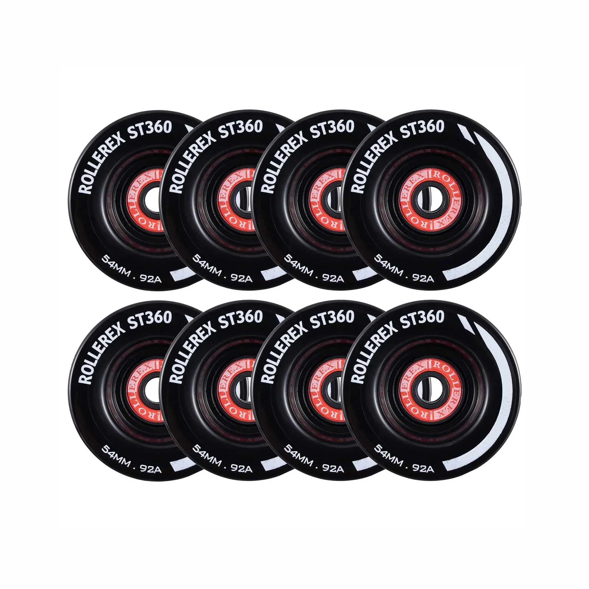 Rollerex ST360 92A 54mm x 32mm Roller Skate Wheels (8-Pack w/Bearings, Spacer...