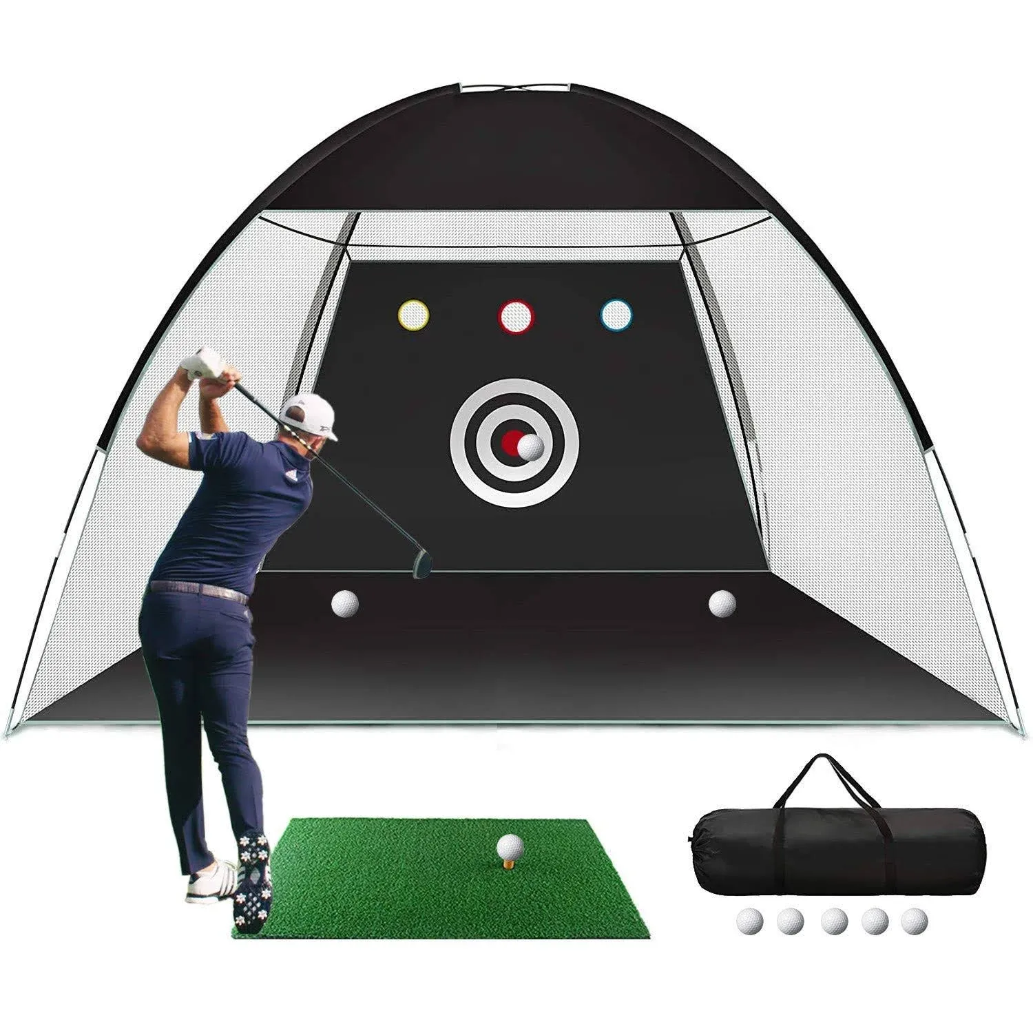 Golf Practice Net, 10x7ft Golf Hitting Aids Nets for Backyard Driving CHIPPING, Home Golf Swing Training with Targets - Men Indoor Outdoor Sports