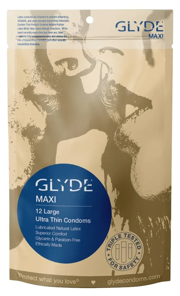 Glyde Maxi Condoms, Large & XL 12 Count