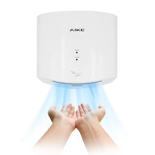 AIKE Air Wiper Compact Hand Dryer 110V 1400W White (with 2 Pin Plug) Model AK2630