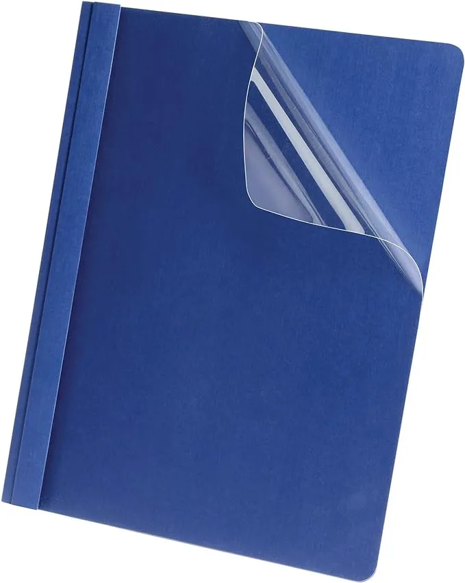 Oxford Linen Clear Front Report Cover, Navy, Letter Size, 5 per Pack, (50443)