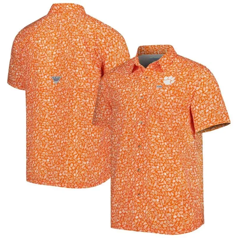 Columbia Men's NCAA CLG Super Slack Tide Shirt, Orange, Large