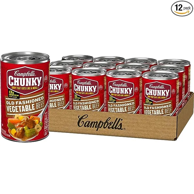 Campbell's Chunky Soup, Old Fashioned Vegetable Beef Soup, 18.8 Ounce Can (12 pack)Campbell's Chunky Soup, Old Fashioned Vegetable Beef Soup, 18.8 Ounce Can (12 pack)