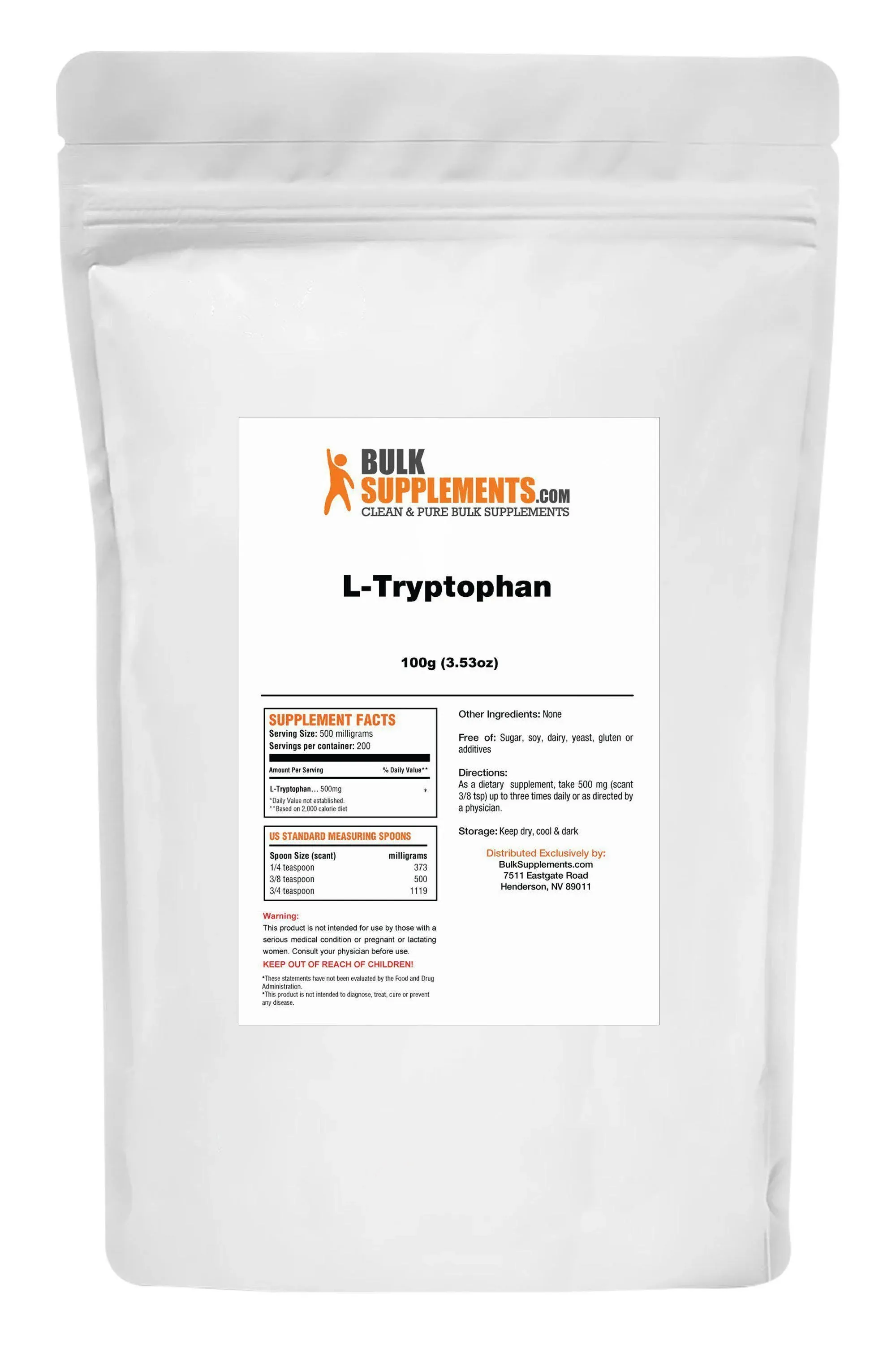 Bulk Supplements Pure L Tryptophan Powder (100 Grams)