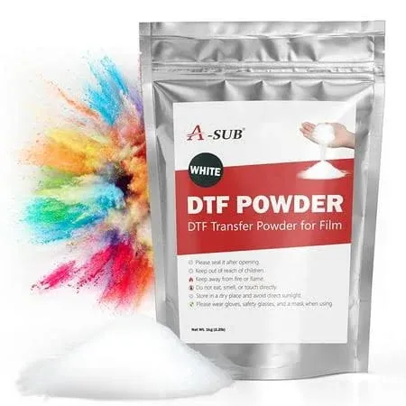 A-SUB Polvo DTF, polvo de transferencia DTF blanco de 35.3 onzas, polvo DTF adhesivo termofusible para sublimación, funciona con película de transferencia DTF e impresora DTF para impresiones