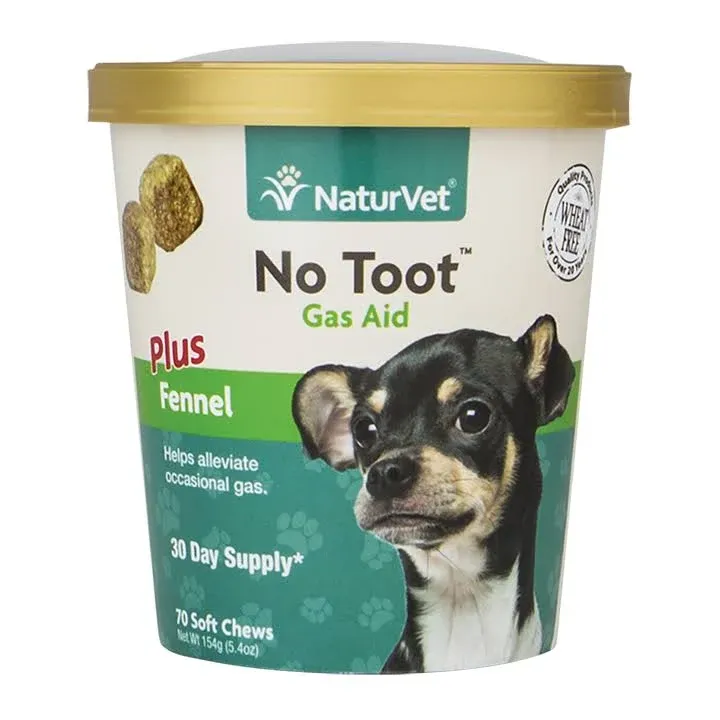 No Toot GAS Aid Plus Fennel for Dogs, 70 Soft Chews, NaturVet