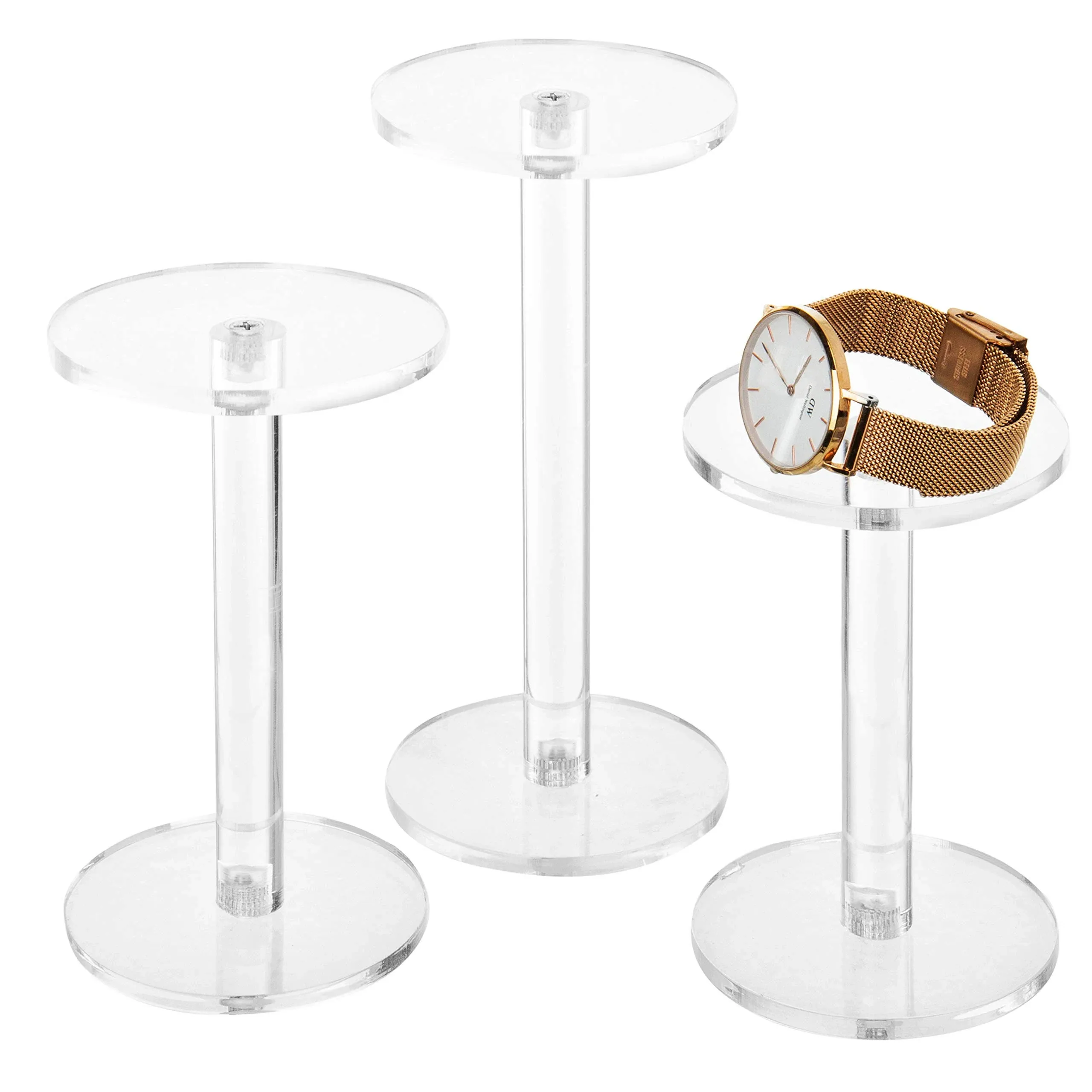 Clear Round Acrylic Display Riser Stands, Set of 3