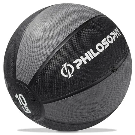 Philosophy Gym Medicine Ball 10 LB - Weighted Fitness Non-Slip Ball