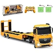 DOUBLE E RC Semi Truck RC Truck Excavator Toys RC Tractor Remote Control Trailer Truck Electronics Construction Vehicles Toy with Sound and Lights