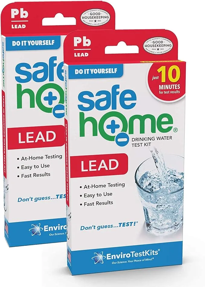 Safe Home DIY Lead in Drinking Water Test Kit at Home Testing for Lead in City Water or Well Water Detection to 5ppb 10 Minute Test 2-Pack