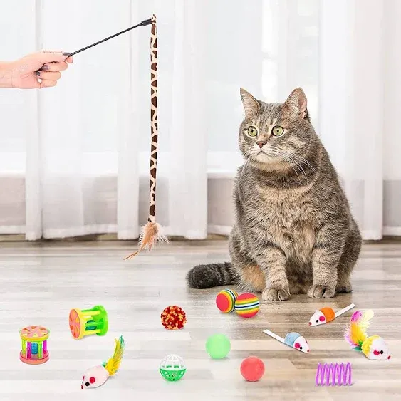 Cat Toys Set, Interactive Cat Kitten Toys for Indoor Kitty Collapsible Cat Play