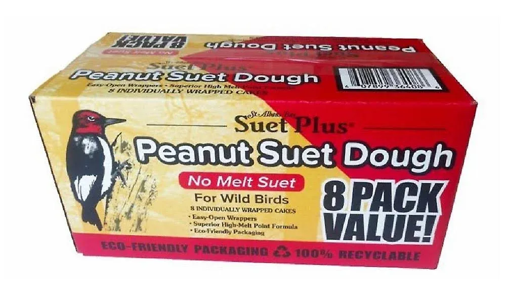 Suet Plus 364 Wild Birds Foods 6.4 lbs., 8-Pack Peanut No-Melt Suet Dough Cakes