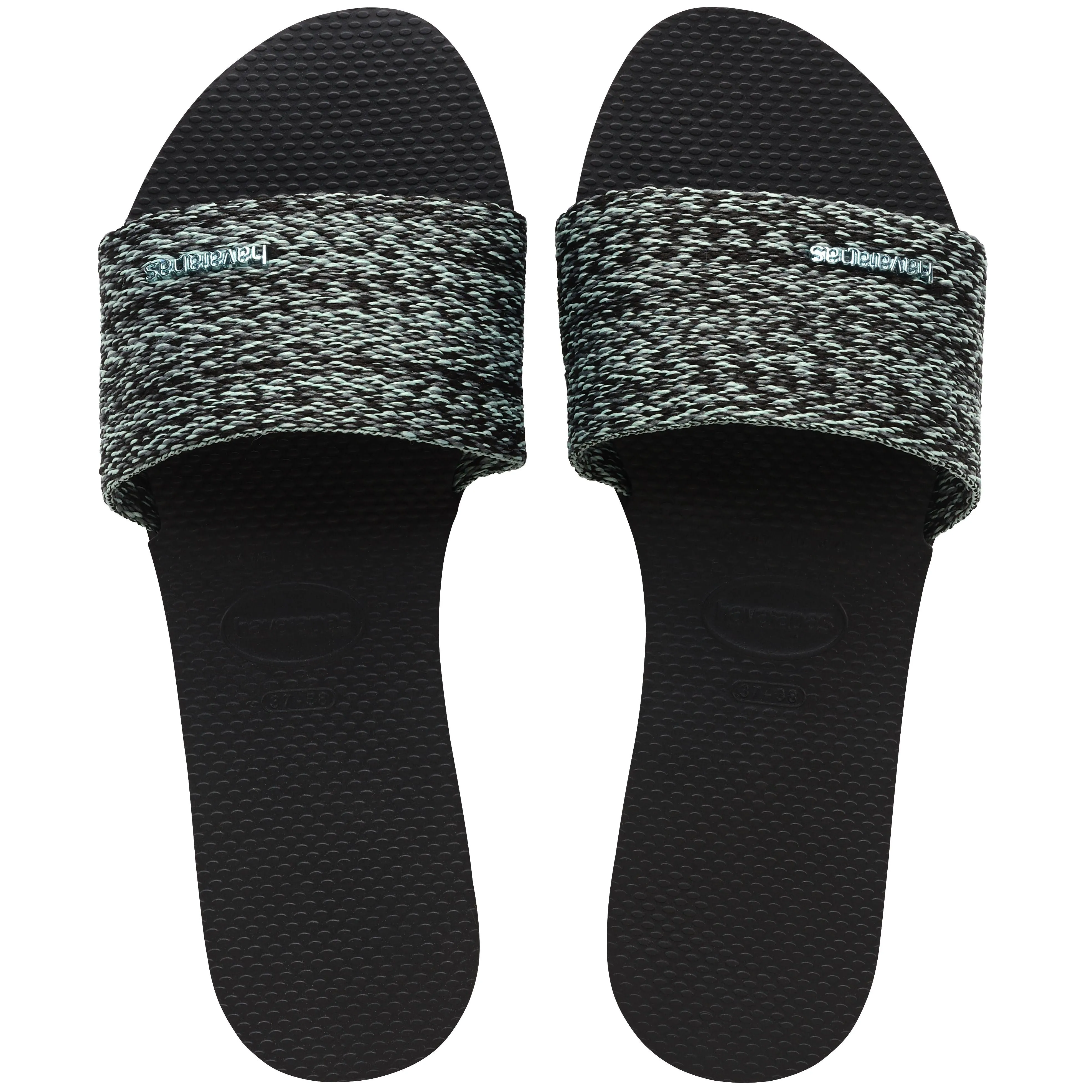 Havaiana You Malta Sandals Black/Blue Sky Size 37/38 New With Tags