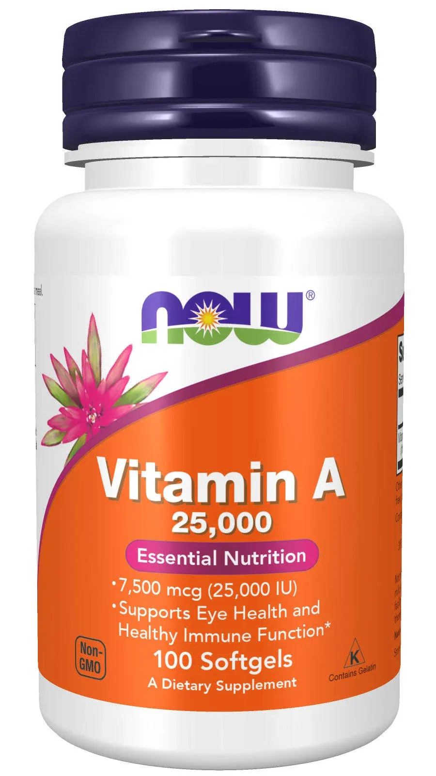 NOW- Vitamin A 25,000 IU 100 Softgels