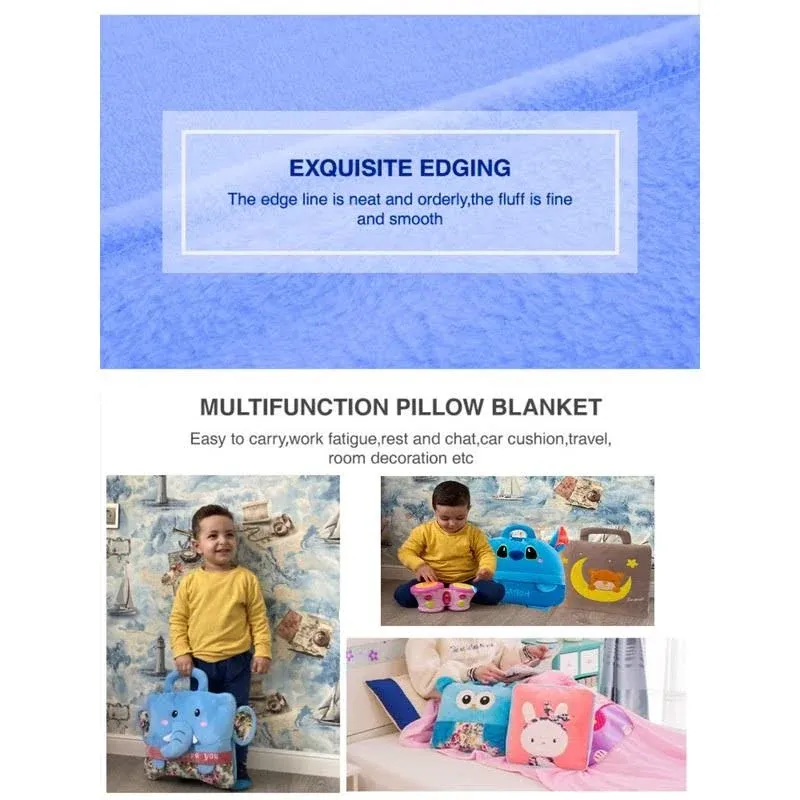 Generic Travel Bag Pillow Blanket 3 in 1 for Kids and Children 0-15 Years, Plush ...