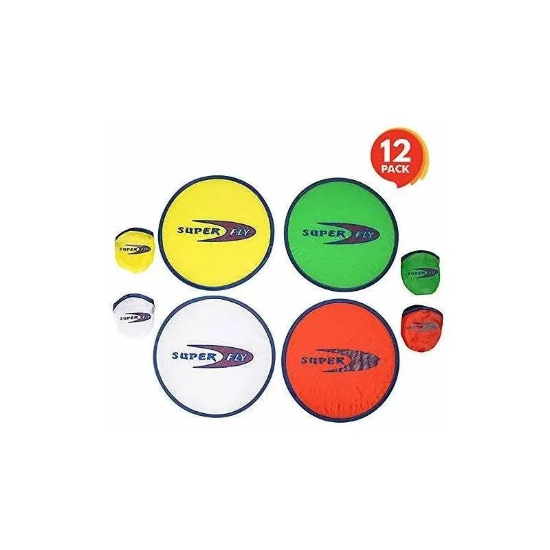 ArtCreativity Folding Pocket Frisbee Set - 12 Pack - Foldable Frisbees for Kids and Adults - Colorful Flying Disc Toys - Fun Birthday Party Favors for Boys and Girls - Summer Outdoor Activity Game