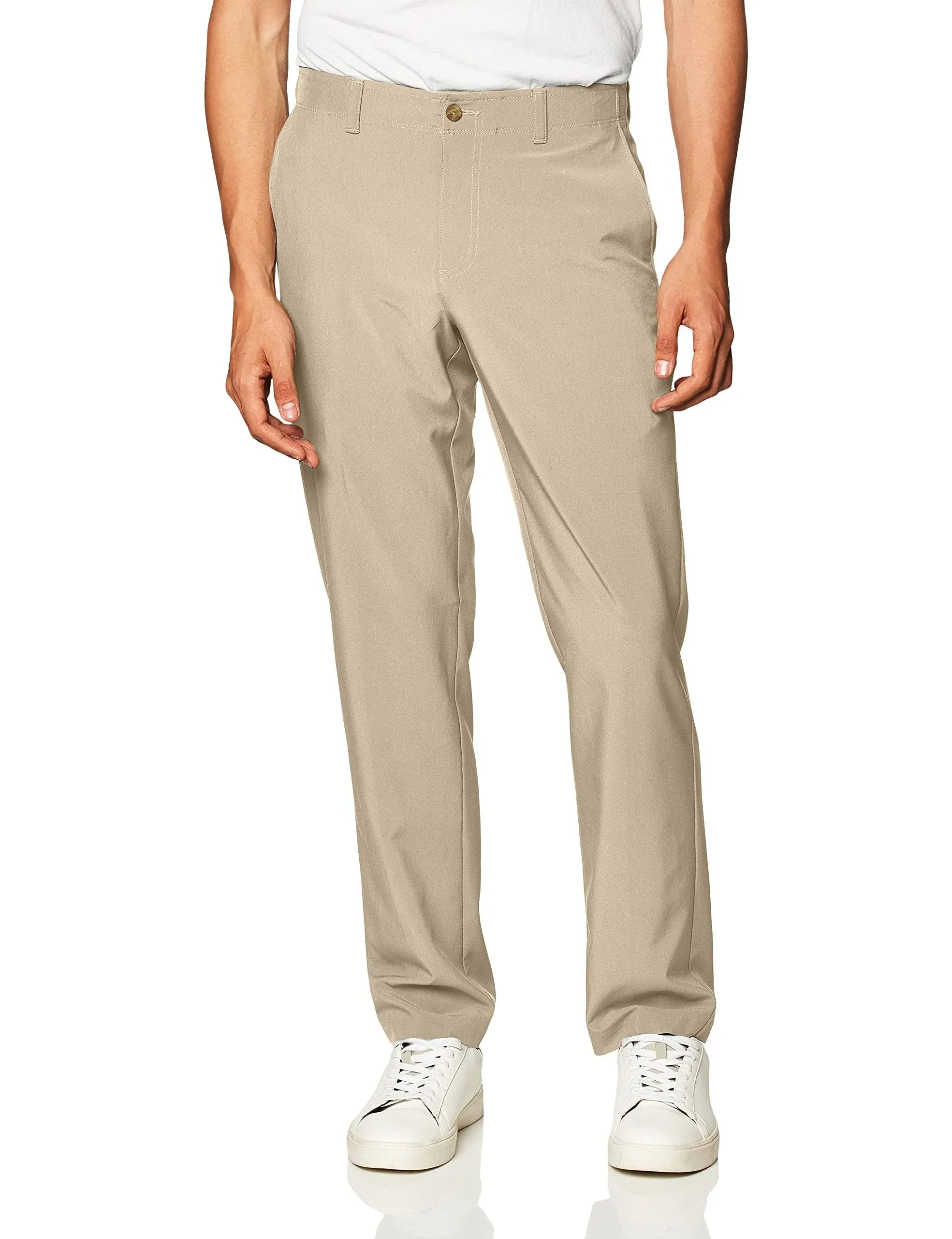 Men's Flat Front Active Flex Pant - Beige