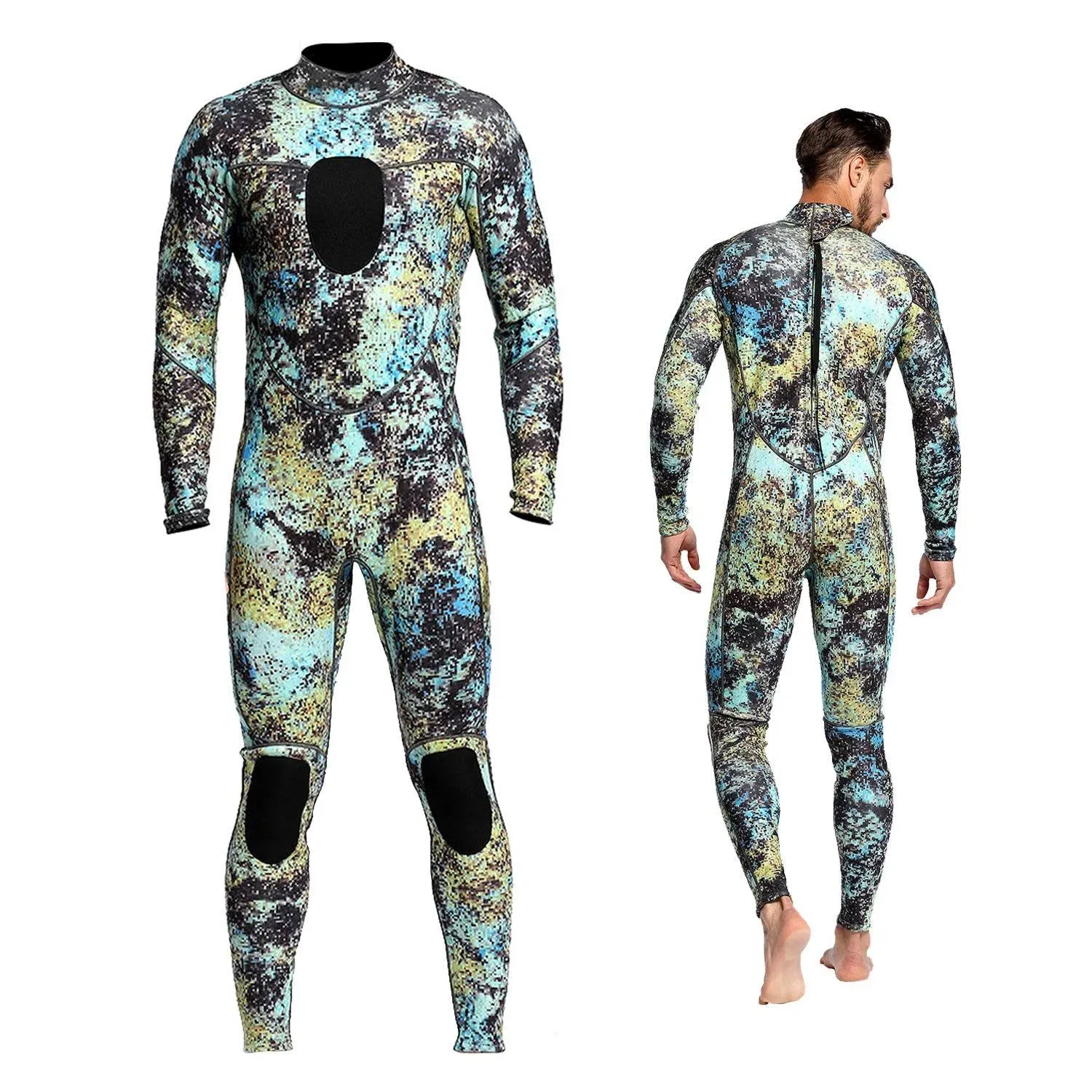 Dyung Tec Wetsuits Mens 3mm Camo Neoprene Scuba Diving Unisex One Piece Sport Skin Spearfishing Full Suit L