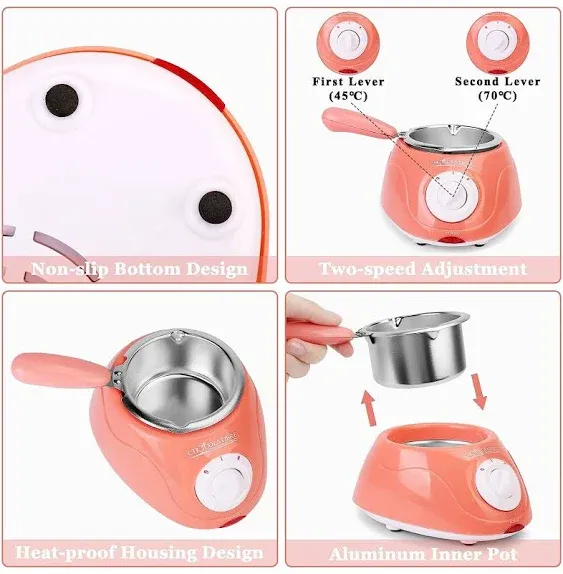 8.45oz Melting Fondue Set,MINI Electric Chocolate Melting Pot,Chocolate Fondue Fountain,Warmer Machine for Milk Chocolate,Cheese,Butter,Candy (Pink)