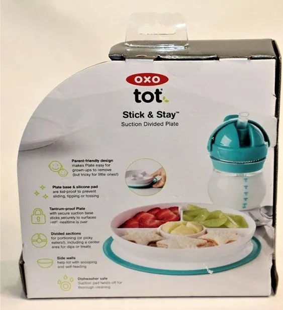 OXO Tot Stick & Stay Suction Divided Plate Navy White 6+ Months - New Kids ...