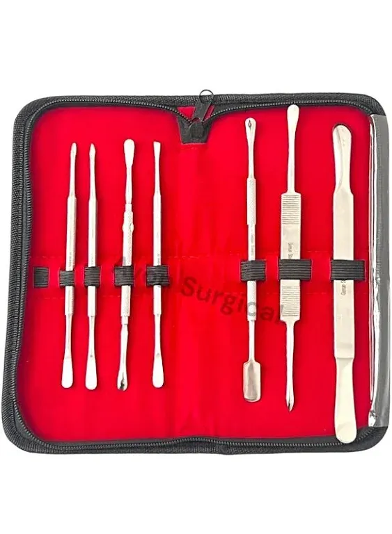 GERMAN STAINLES DENTAL PERIOSTEAL ELEVATOR - SET OF 7 - DENTAL IMPLANT CURETTE 