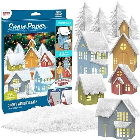 Snow Paper Craft - Snowy Gingerbread House Kit with Decorative Stickers & Paper Turns to Snow Arts & Craft Kit Adult Teens Gifts