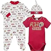 NFL 3-Piece Baby Boys 49ers Bodysuit, Sleep 'n Play, & Cap Set - 0-3mo