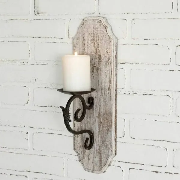 Wall Candle Holder Set of 2,Wood Candle Pillar Holder,Farmhouse Candle Holder,Rustic Candlestick Holder,Wallmounted Pillar Candle Sconce,Hanging Shelf,Farmhouse Wall Décor Natural 15.5x4x4 Natural