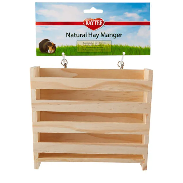 Kaytee Natural Wooden Hay Manger for Pet Rabbits, Chinchillas, and Guinea Pigs, Large